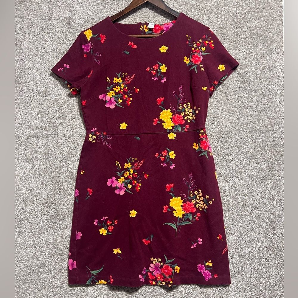 Old Navy Woman’s Sheath Floral Dress knee Length Zip Closure Size Large